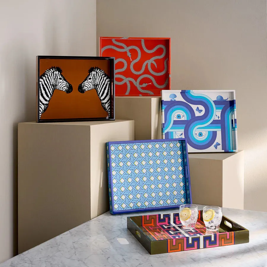 Zebra Lacquer Tray Orange